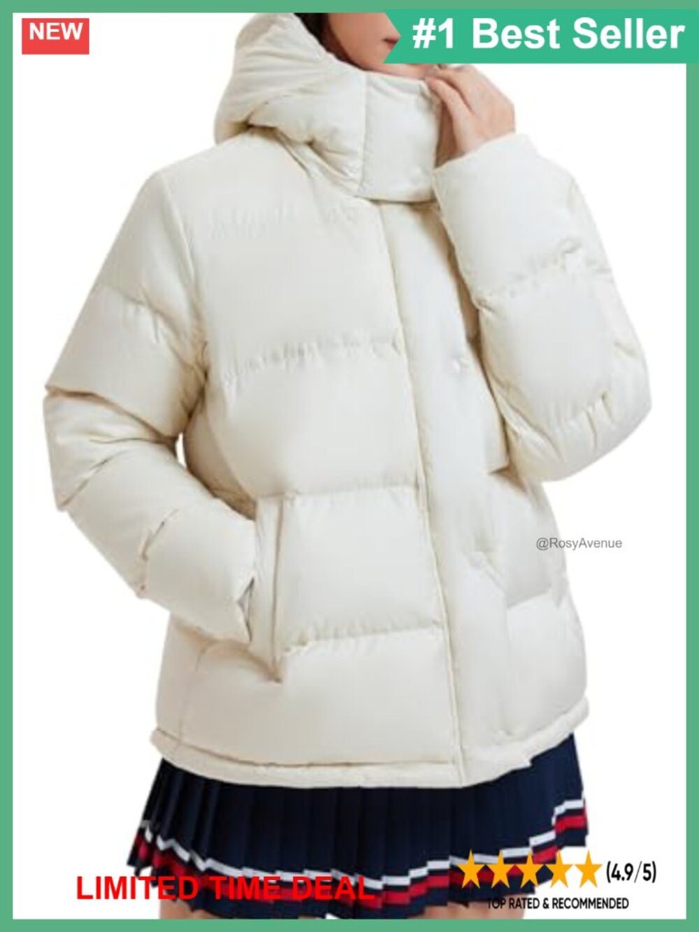 800 Fill Down Puffer Jacket Lightweight Cropped Winter Coat